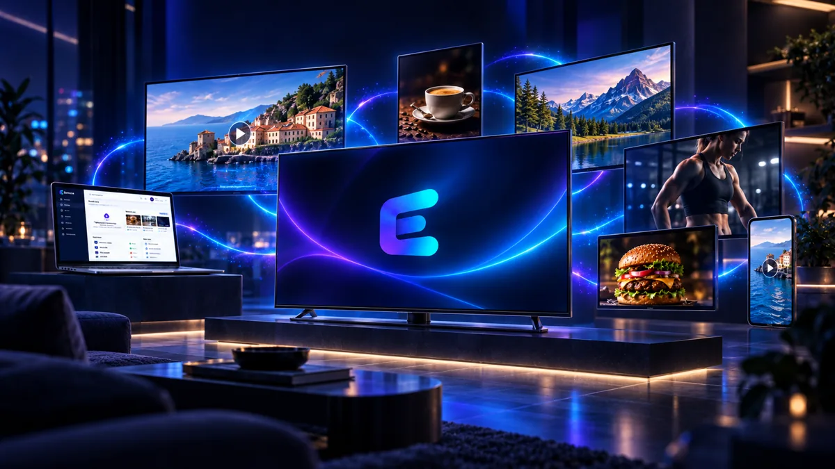 Više TV ekrana povezano s jednim mjestom za upravljanje